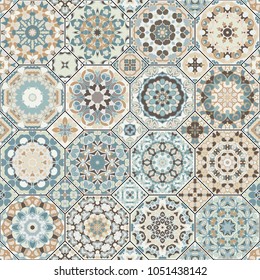 Set of vector seamless arabic patterns. Collection of octagonal and square ornaments. Decorative and design elements for textile, book covers, manufacturing, print, gift wrap.