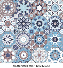 Set of vector seamless arabic patterns. Collection of octagonal and square ornaments. Decorative and design elements for textile, book covers, manufacturing, print, gift wrap.