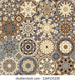 Set of vector seamless arabic patterns. Collection of octagonal and square ornaments. Decorative and design elements for textile, book covers, manufacturing, print, gift wrap.