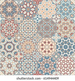 Set of vector seamless arabic patterns. Collection of octagonal and square ornaments. Decorative and design elements for textile, book covers, manufacturing, print, gift wrap.