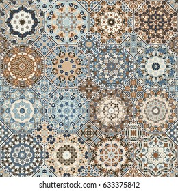 Set of vector seamless arabic patterns. Collection of octagonal and square ornaments. Decorative and design elements for textile, book covers, manufacturing, print, gift wrap.