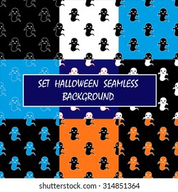 SET vector seamless background Halloween Ghost