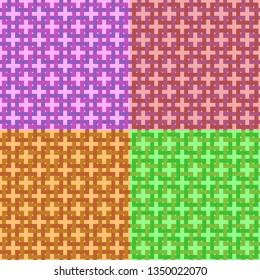 Set of Vector seamless background. Modern stylish texture of interlocking squares. Repetition of the geometric grid. Simple graphic design. Fashionable hipster sacred geometry.