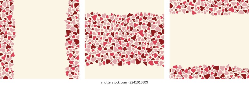 Set of vector seamless borders with hearts. Great for textile, packaging, scrapbook, greeting cards