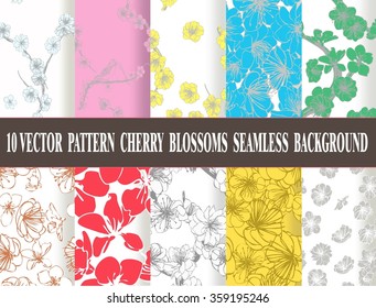 Set vector seamless cherry blossom background