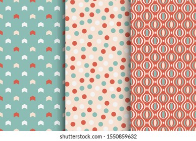 Set of vector seamless colorful patterns - xmas design. Christmas decorative bright backgrounds - retro style. Endless creative cute textures for wrapping paper, covers, wallpapers and etc.