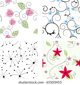 SEt of vector seamless floral backgrounds