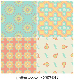 set of vector seamless floral and geometrical patterns. decorative backgrounds for cards, invitations, web design