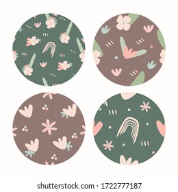 Set of vector seamless floral patterns.