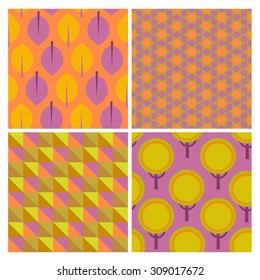 set of vector seamless geometric autumn patterns