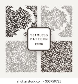 Set of vector seamless geometric and floral patterns