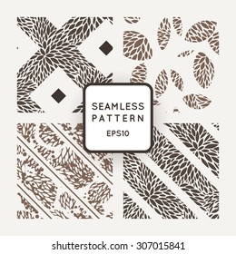 Set of vector seamless geometric and floral patterns