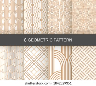 Set of vector seamless geometric pattern. Gold linear patterns. Wallpapers for your design. Vector illustration.