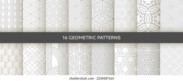 Set of vector seamless geometric pattern. Gold linear patterns. Wallpapers for your design. Vector illustration.