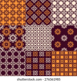 Set of vector seamless geometrical patterns. Vintage textures. Decorative background for cards, invitations, web design.