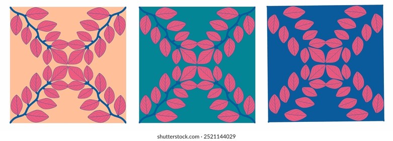 set of vector of seamless loopable leaves pattern with different background, you can use these to create clothes pattern,decorating, Wallpaper,etc you also can edit the color according to your like