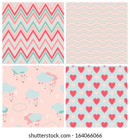 Set of vector seamless love patterns.