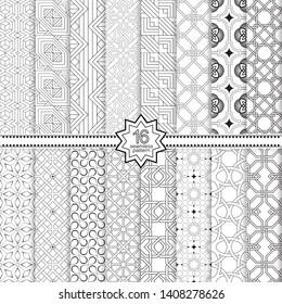 Set of vector seamless models. Infinitely repeating geometrical elements. Monochrome, simple. Wall-paper for the press. Vektor.