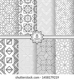 Set of vector seamless models. Infinitely repeating geometrical elements. Monochrome, simple. Wall-paper for the press. Vektor.