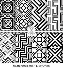 Set of vector seamless models. Infinitely repeating geometrical elements. Monochrome, simple. Wall-paper for the press. Vektor.