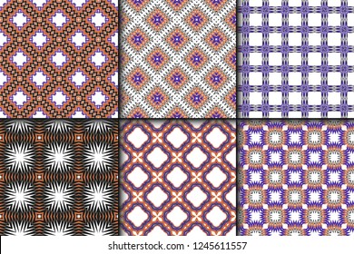 Set of Vector seamless pattern with abstract geometric style. Repeating sample figure and line. For fashion interiors design, wallpaper, textile industry.