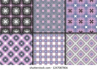 Set of Vector seamless pattern with abstract geometric style. Repeating sample figure and line. For fashion interiors design, wallpaper, textile industry.
