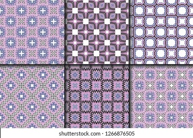Set of Vector seamless pattern with abstract geometric style. Repeating sample figure and line. For fashion interiors design, wallpaper, textile industry.