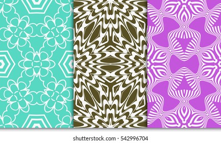 set of Vector seamless pattern with abstract floral and leave style. Repeating sample figure and line. For modern interiors design, wallpaper, textile industry