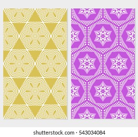 set of Vector seamless pattern with abstract floral and leave style. Repeating sample figure and line.