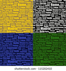 set of vector seamless pattern with cities names