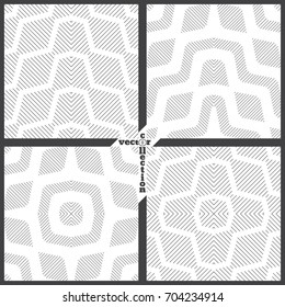 Set of vector seamless pattern. Collection of modern geometrical regularly repeating textures. Trendy thin line style