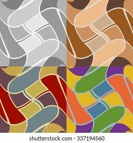 Set of vector seamless pattern of colored curved rectangles