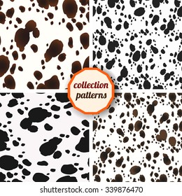 Set of vector seamless pattern. Design animal print  texture skins Dalmatians. Can be used on fabric, wallpaper, wrapping 