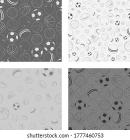 Set of Vector seamless pattern with different Sports balls