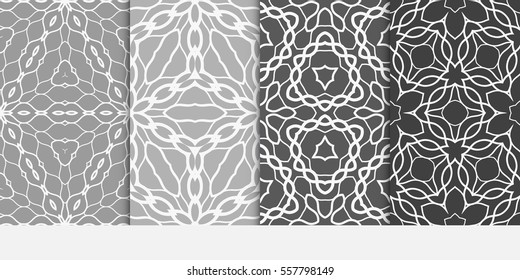 set of Vector seamless pattern. Geometric ornament with abstract flower. for design, wallpaper, invitation.