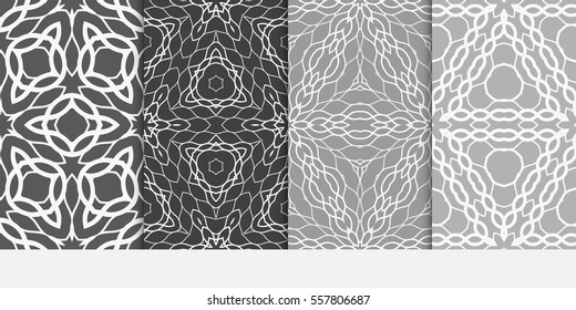 set of Vector seamless pattern. Geometric ornament with abstract flower. for design, wallpaper, invitation.