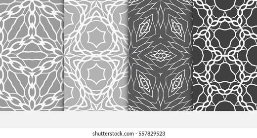 set of Vector seamless pattern. Geometric ornament with abstract flower. for design, wallpaper, invitation.
