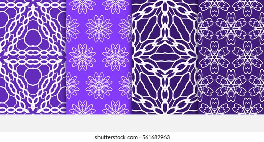 set of Vector seamless pattern. Geometric ornament with abstract flower. for design, wallpaper, invitation.