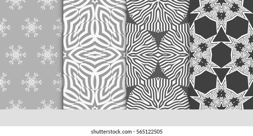 set of Vector seamless pattern. Geometric ornament with abstract flower. for design, wallpaper, invitation, decor, fabric