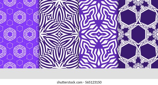 set of Vector seamless pattern. Geometric ornament with abstract flower. for design, wallpaper, invitation, decor, fabric