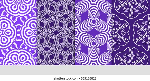 set of Vector seamless pattern. Geometric ornament with abstract flower. for design, wallpaper, invitation, decor, fabric