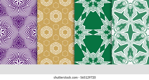 set of Vector seamless pattern. Geometric ornament with abstract flower. for design, wallpaper, invitation, decor, fabric