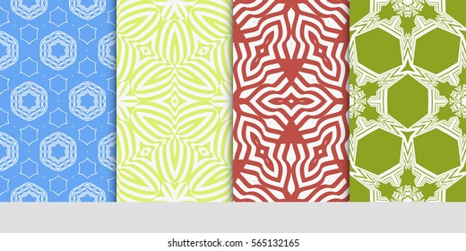 set of Vector seamless pattern. Geometric ornament with abstract flower. for design, wallpaper, invitation, decor, fabric