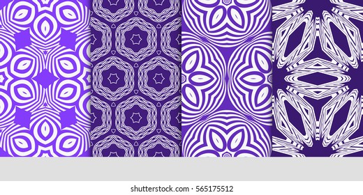 set of Vector seamless pattern. Geometric ornament with abstract flower. for design, wallpaper, invitation, decor, fabric