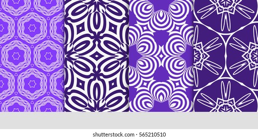 set of Vector seamless pattern. Geometric ornament with abstract flower. for design, wallpaper, invitation, decor, fabric