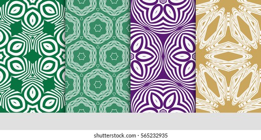 set of Vector seamless pattern. Geometric ornament with abstract flower. for design, wallpaper, invitation, decor, fabric