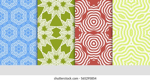 set of Vector seamless pattern. Geometric ornament with abstract flower. for design, wallpaper, invitation, decor, fabric