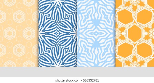 set of Vector seamless pattern. Geometric ornament with abstract flower. for design, wallpaper, invitation, decor, fabric