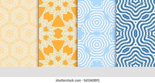 set of Vector seamless pattern. Geometric ornament with abstract flower. for design, wallpaper, invitation, decor, fabric