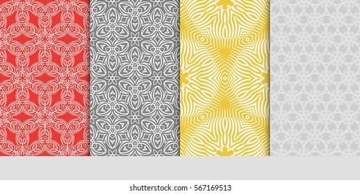 set of Vector seamless pattern. Geometric ornament with abstract flower. for design, wallpaper, invitation.